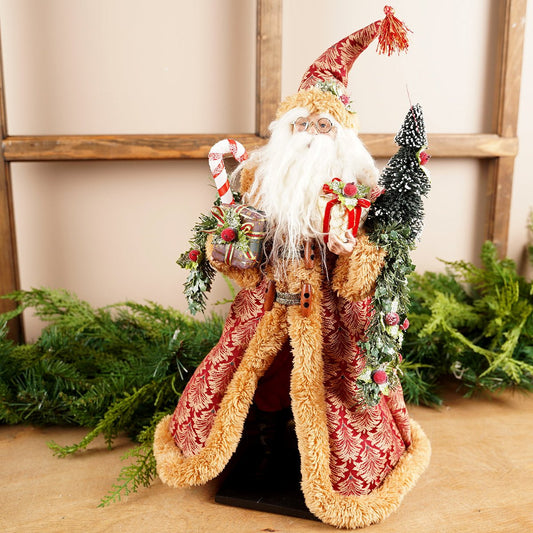 Red Gold Santa Figure with Presents Christmas Place