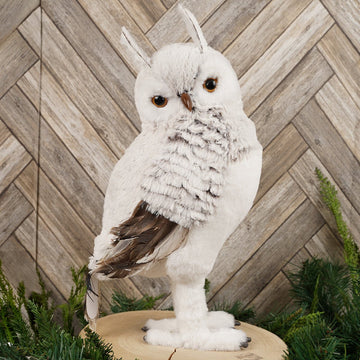 Snowy White Brown Owl Christmas Decor - Christmas Place