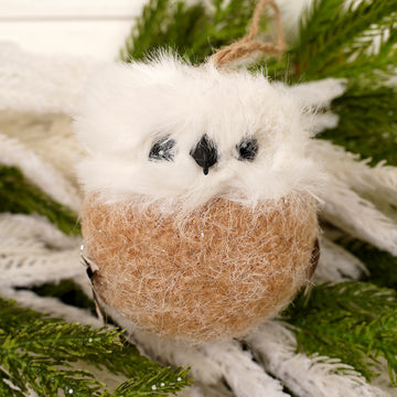 Brown White Owl Ornament