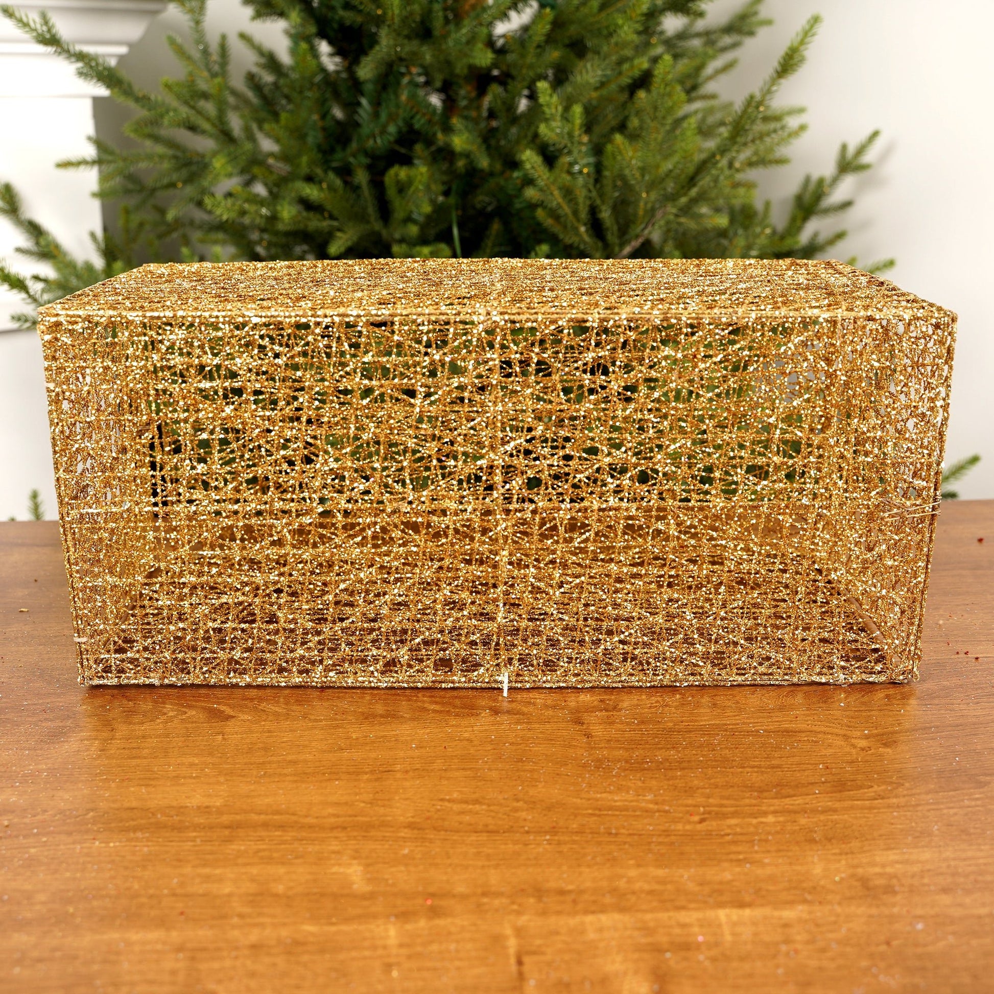18x8x8Inch Gold Mesh Box - Christmas Place
