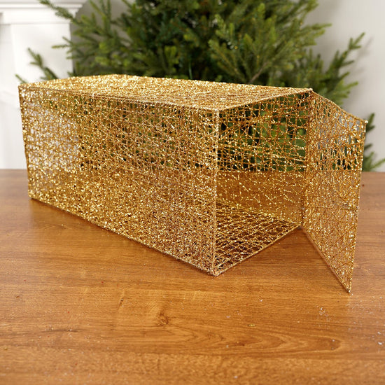 18x8x8Inch Gold Mesh Box - Christmas Place