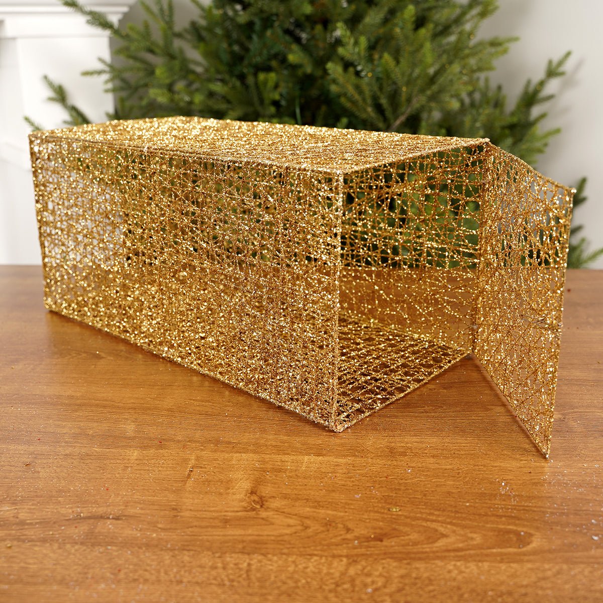 18x8x8Inch Gold Mesh Box - Christmas Place