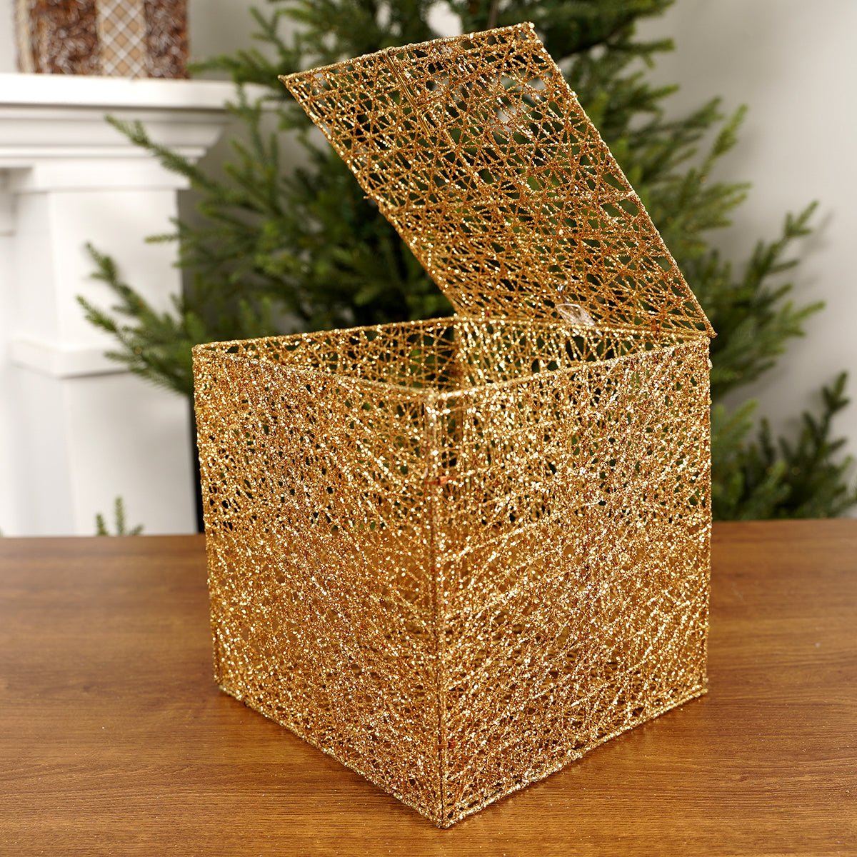8x8x8Inch Gold Mesh Box - Christmas Place