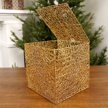 8x8x8Inch Gold Mesh Box - Christmas Place