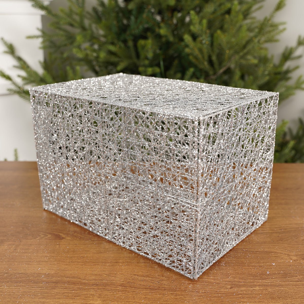 12x8x8Inch Silver Mesh Box - Christmas Place