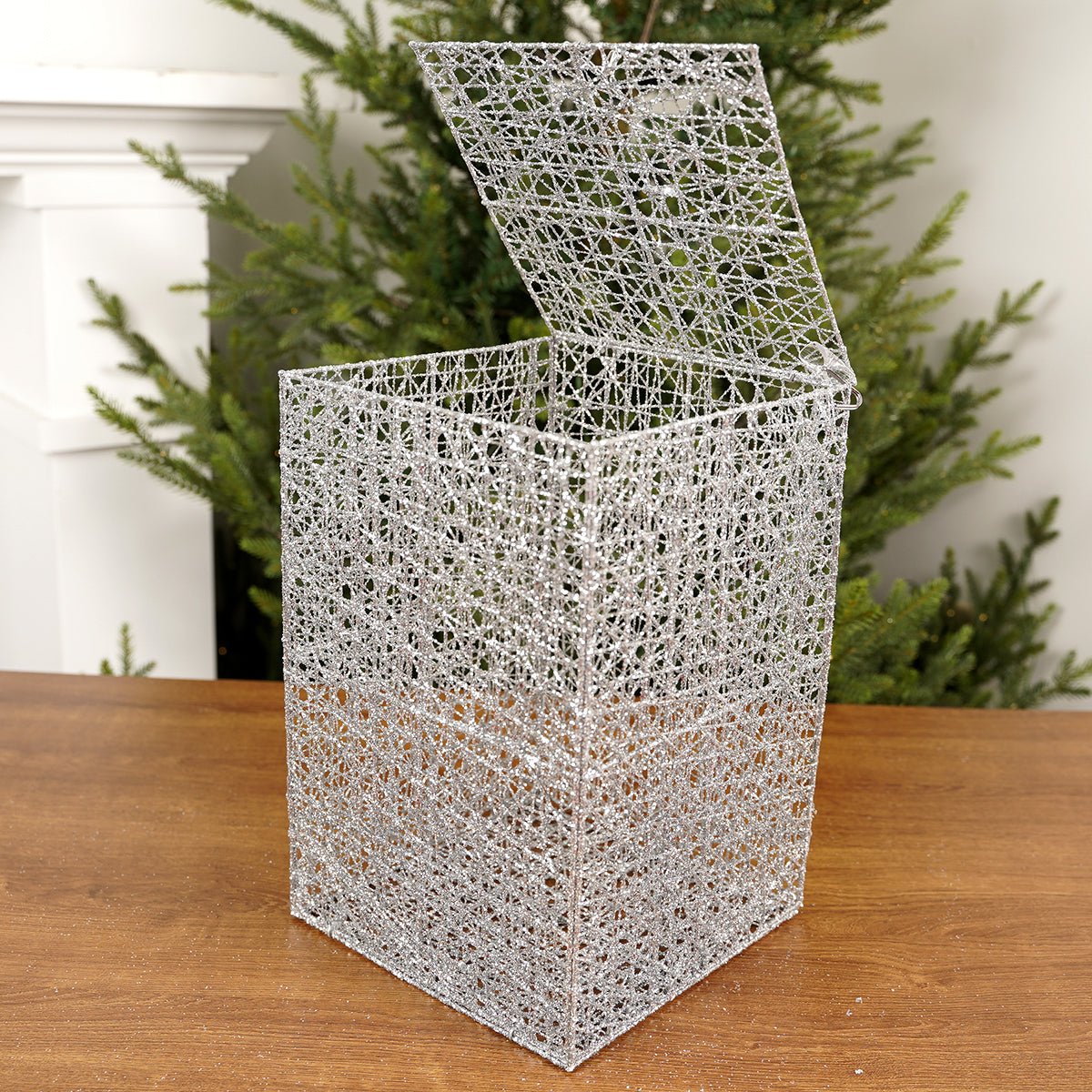12x8x8Inch Silver Mesh Box - Christmas Place