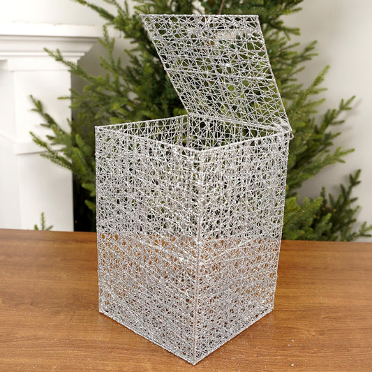 12x8x8Inch Silver Mesh Box - Christmas Place