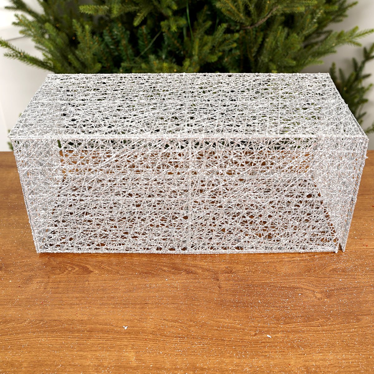 18x8x8Inch Silver Mesh Box - Christmas Place