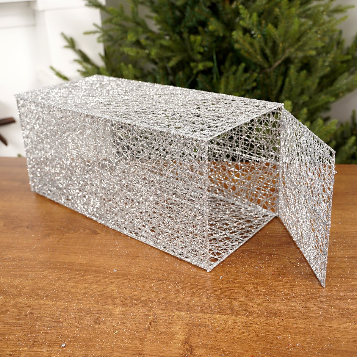 18x8x8Inch Silver Mesh Box - Christmas Place