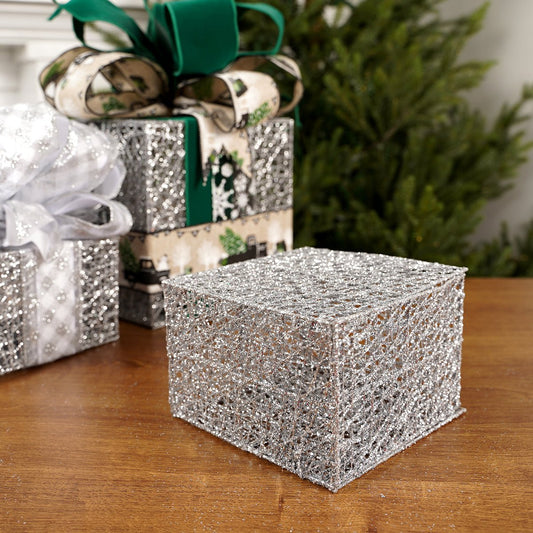 4x6x6Inch Silver Mesh Box - Christmas Place
