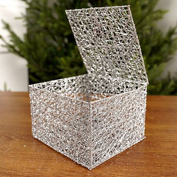 4x6x6Inch Silver Mesh Box - Christmas Place