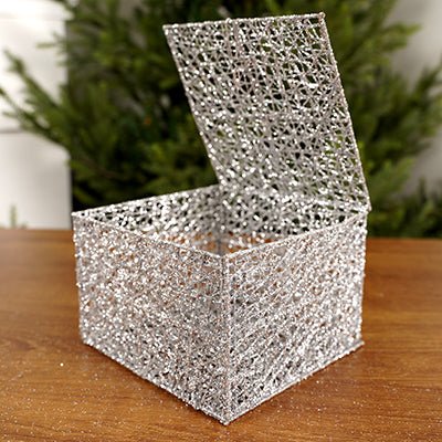 4x6x6Inch Silver Mesh Box - Christmas Place