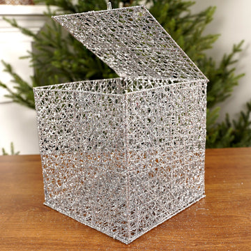 8x8x8Inch Silver Mesh Box - Christmas Place