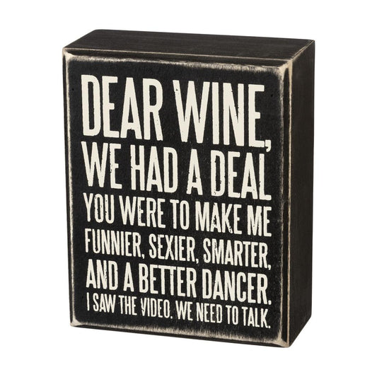 Dear Wine Box Sign