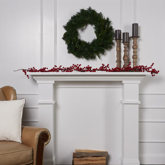 6ft Red Crabapple Garland - Christmas Place