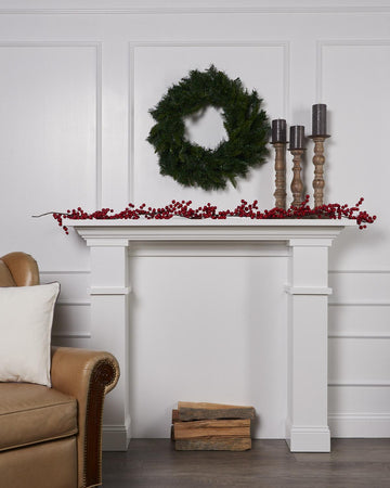 6ft Red Crabapple Garland - Christmas Place
