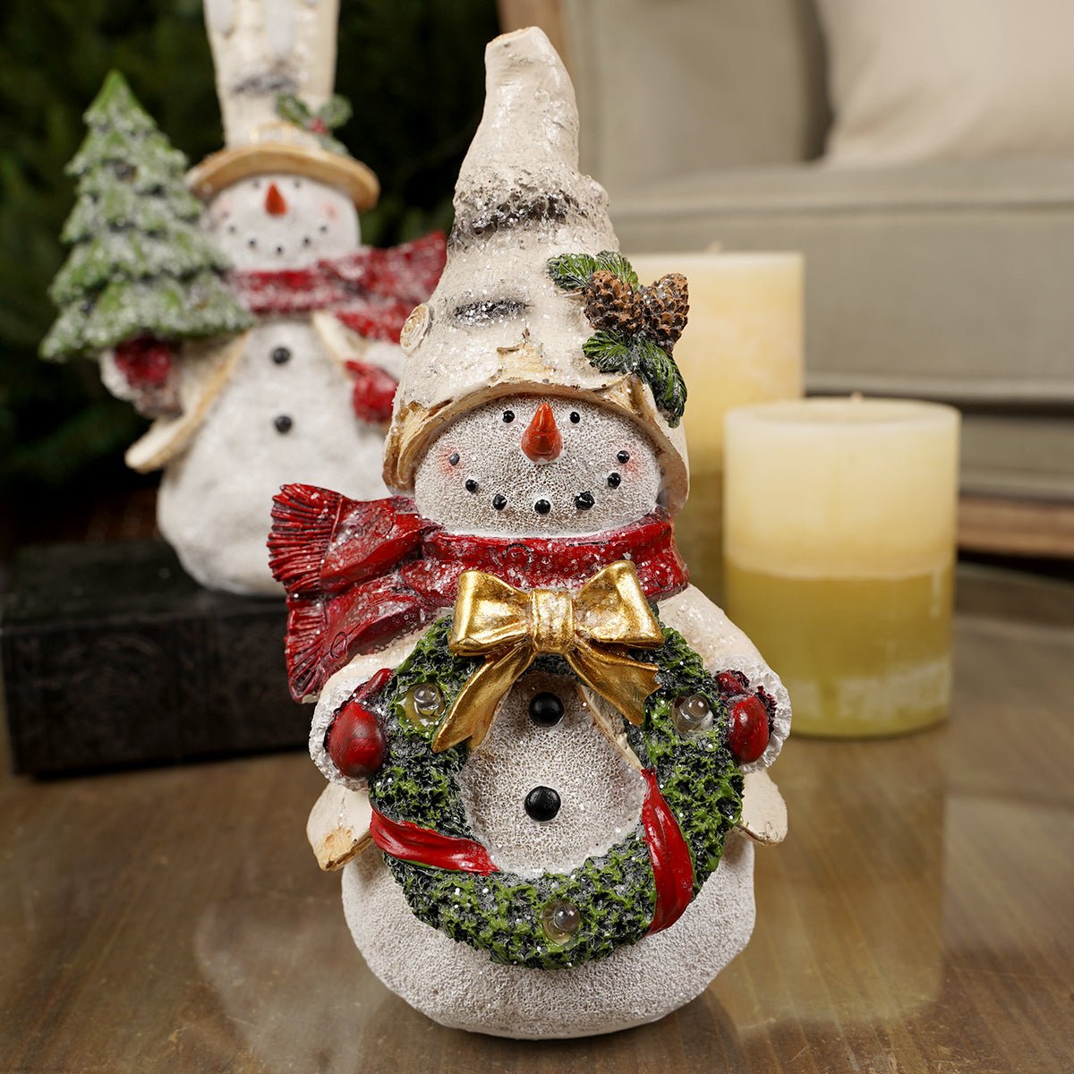 Lighted Holiday Snowman 2 Styles Available Wreath - Christmas Place
