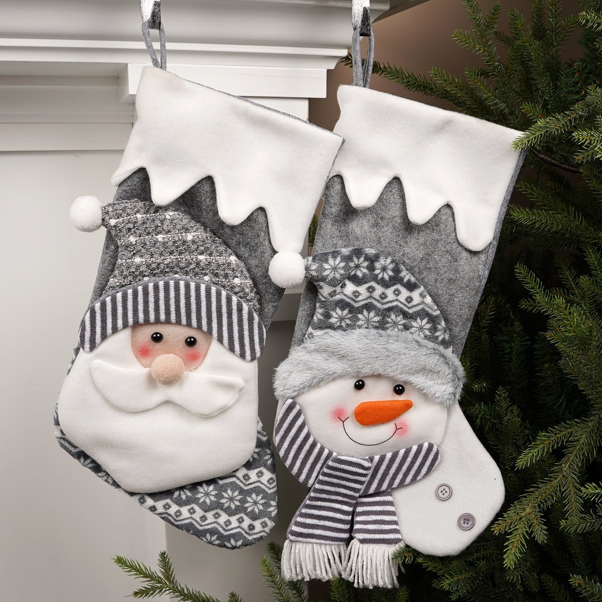 18Inch Santa Snowman Stocking - Christmas Place
