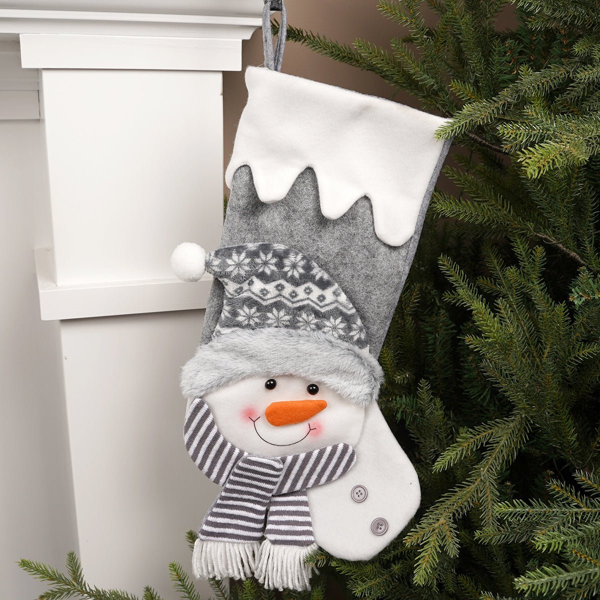 18Inch Santa Snowman Stocking - Christmas Place