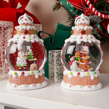Lighted Gingerbread Spinning Water Globe