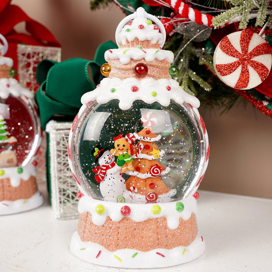 Lighted Gingerbread Spinning Water Globe - Christmas Place