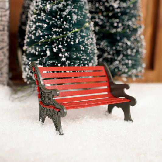 Village Red Wrought Iron Park Bench - Christmas Place