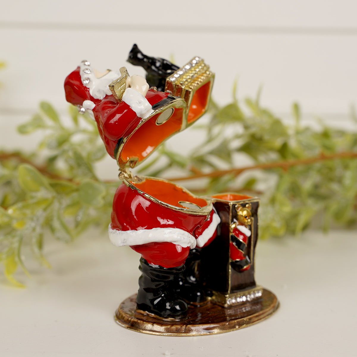 Santa With Cat Christmas Trinket Box Christmas Display - Christmas Place