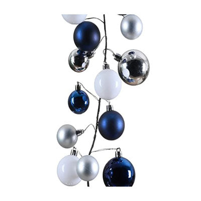70in Ball Garland, Blue and White