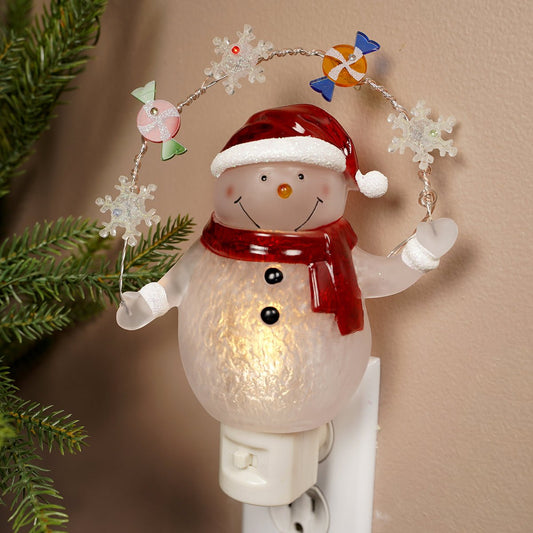 Snowman with Garland Night Light - Christmas Place