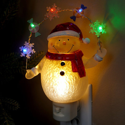 Snowman with Garland Night Light - Christmas Place