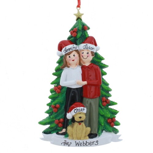 Christmas Couple with Dog Ornament