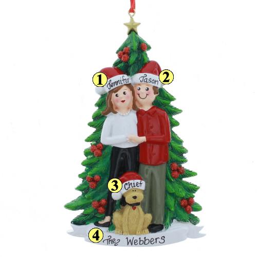 Christmas Couple with Dog Ornament