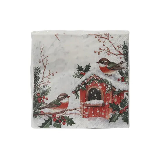 Holly Birdhouse Friends Napkin - Christmas Place