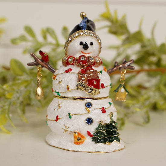 Snowman With Birds Trinket Box - Christmas Place
