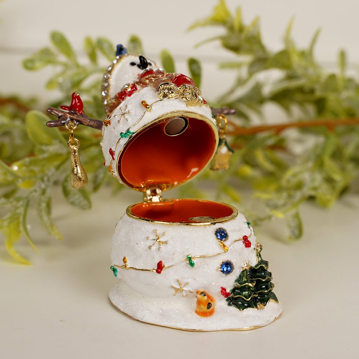 Snowman With Birds Trinket Box - Christmas Place