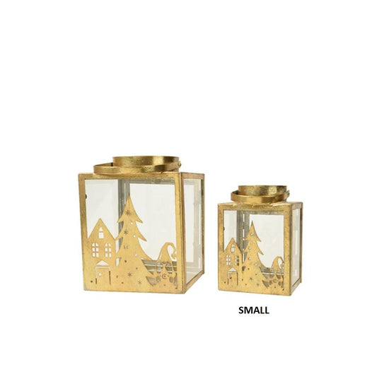 Brass Tree Gnome Scene Lantern Small