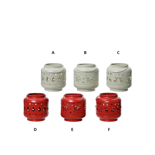 7In Red White Iron Lantern