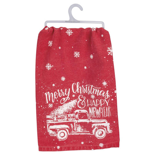 Truck Christmas Dish Towel