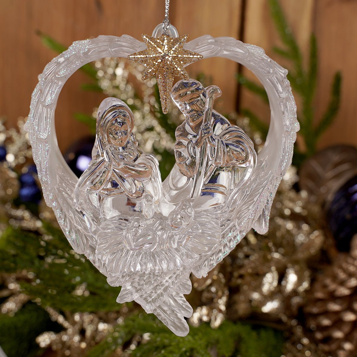 4.5Inch LED Holy Family Heart Ornament - Christmas Place