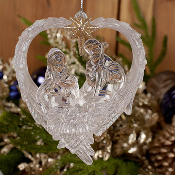 4.5Inch LED Holy Family Heart Ornament - Christmas Place