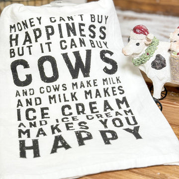 Money Can Buy Cows Dish Towel