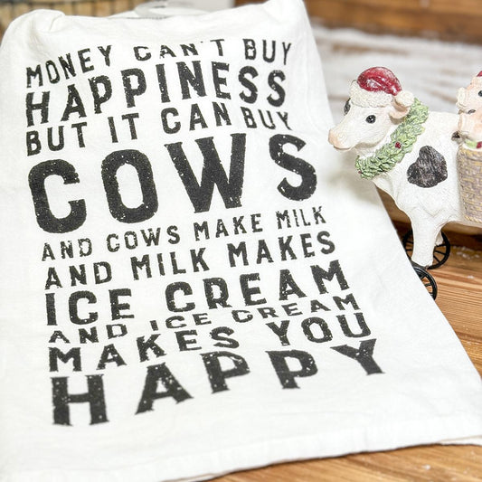 Money Can Buy Cows Dish Towel