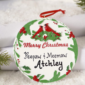 Merry Christmas Cardinals Ornament