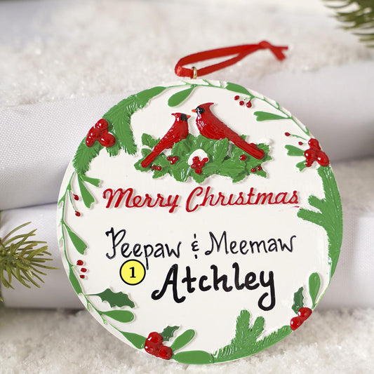 Merry Christmas Cardinals Ornament