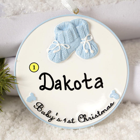 Baby Booties Blue Ornament