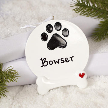 Paw Print With Dog Bone Ornament