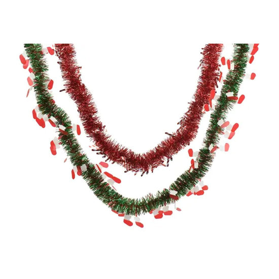 59Inch Red Green Tinsel Garland - Christmas Place