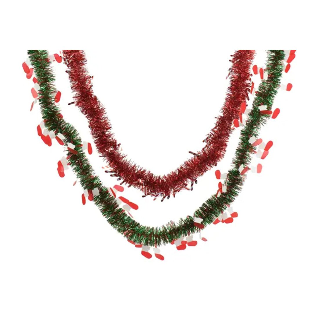 59Inch Red Green Tinsel Garland - Christmas Place