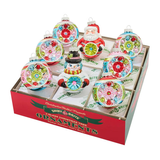 Ff Figures And Reflector Rounds Ornament Set of 8