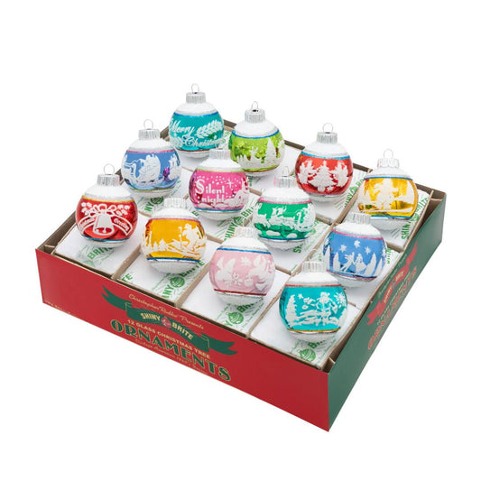 CC Signature Flocked Round Ornaments 12 Count - Christmas Place